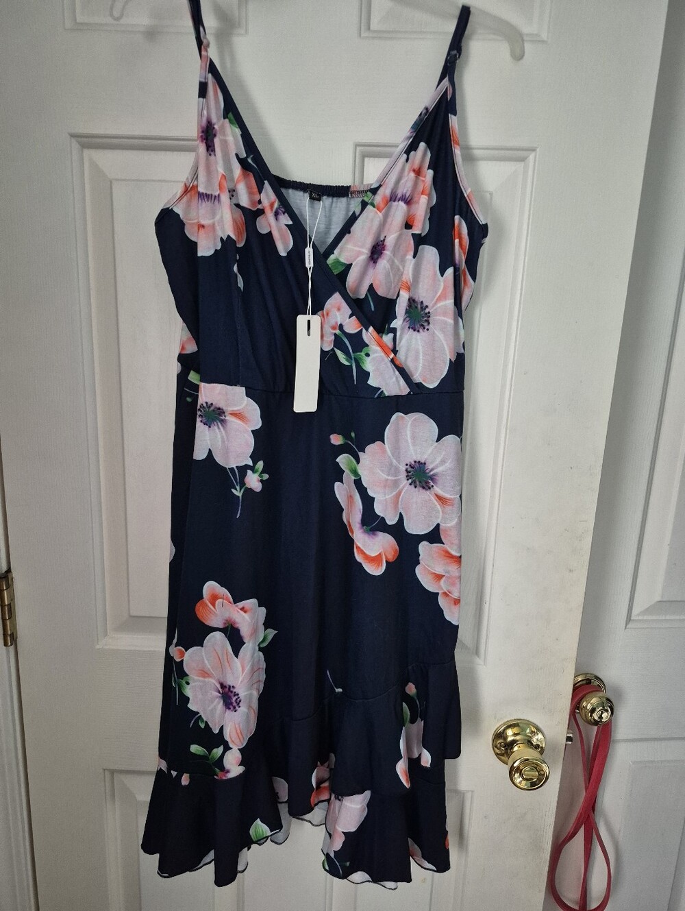 Navy Floral Wrap-Style Women's Tank Top Dress